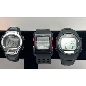 Armitron Men's Black Digital Watch with Red Accent Buttons